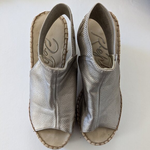 Replay - Gold Leather Peep-toe Espadrille Sandals (Size 8.5) - EUC! - Picture 2 of 12